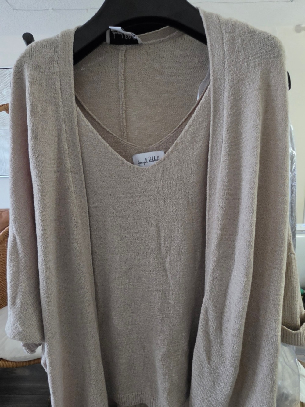 Joseph Ribkoff Beige 2-Piece Knit Tank Top & Cardigan Set Size XS